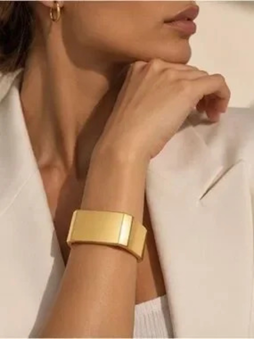 Sculptural Geometric Gold Cuff Bracelet | Modern Minimalist Luxury Jewelry